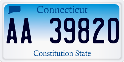 CT license plate AA39820