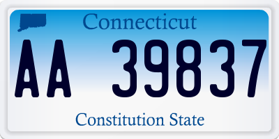 CT license plate AA39837