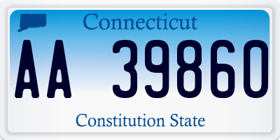 CT license plate AA39860