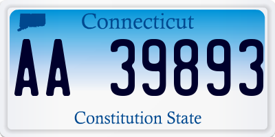 CT license plate AA39893