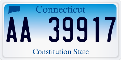 CT license plate AA39917