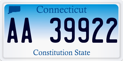 CT license plate AA39922