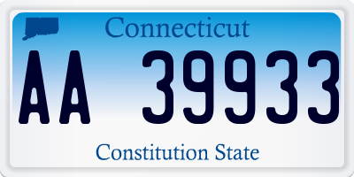 CT license plate AA39933