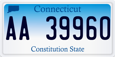 CT license plate AA39960