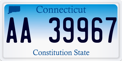 CT license plate AA39967