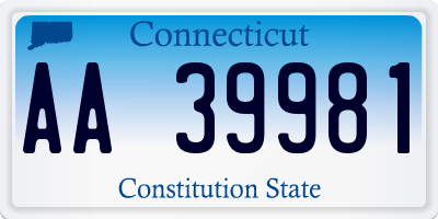 CT license plate AA39981