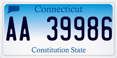 CT license plate AA39986