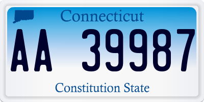 CT license plate AA39987