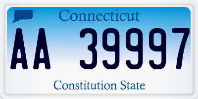 CT license plate AA39997