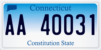 CT license plate AA40031