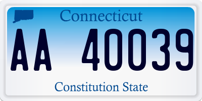 CT license plate AA40039