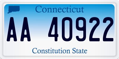 CT license plate AA40922