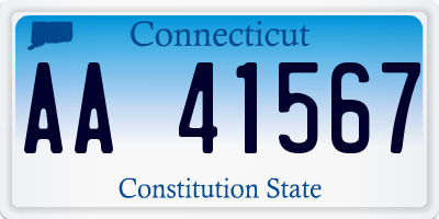 CT license plate AA41567