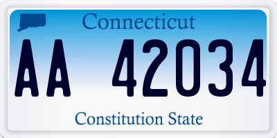 CT license plate AA42034