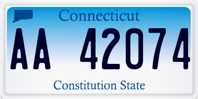 CT license plate AA42074