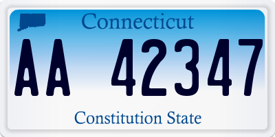 CT license plate AA42347