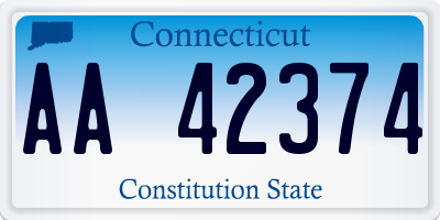 CT license plate AA42374