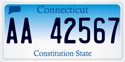 CT license plate AA42567