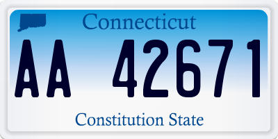 CT license plate AA42671