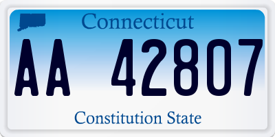 CT license plate AA42807