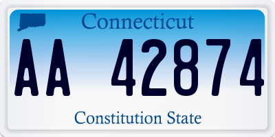 CT license plate AA42874