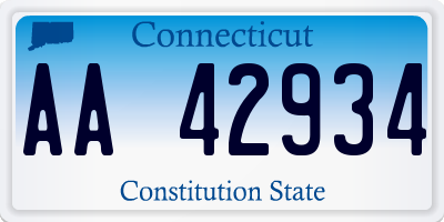 CT license plate AA42934