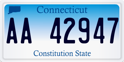 CT license plate AA42947
