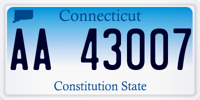 CT license plate AA43007