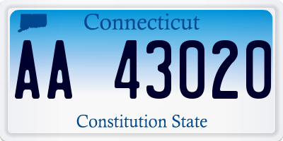 CT license plate AA43020