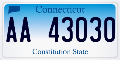 CT license plate AA43030