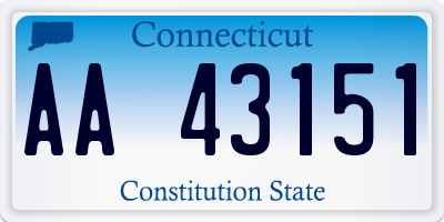 CT license plate AA43151