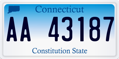 CT license plate AA43187