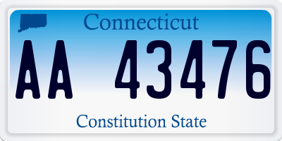 CT license plate AA43476