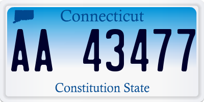 CT license plate AA43477