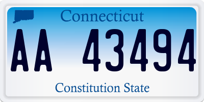 CT license plate AA43494