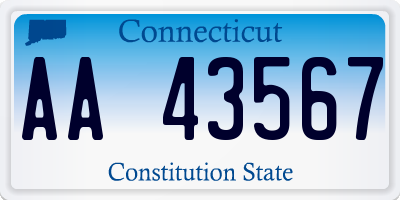 CT license plate AA43567