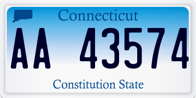 CT license plate AA43574