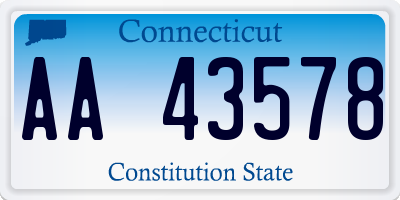 CT license plate AA43578