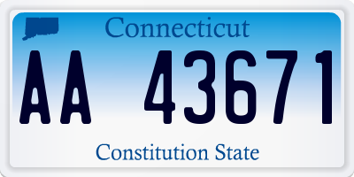 CT license plate AA43671