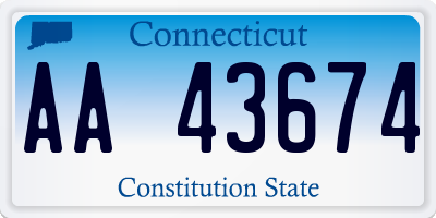 CT license plate AA43674