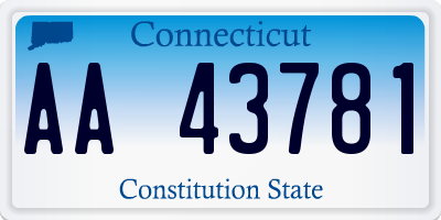 CT license plate AA43781