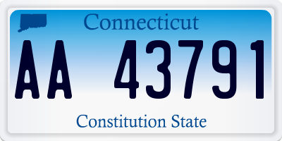 CT license plate AA43791