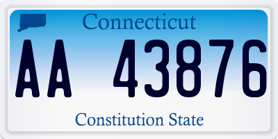 CT license plate AA43876