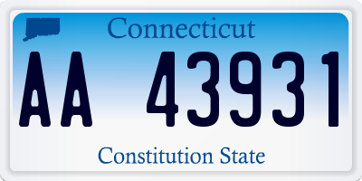 CT license plate AA43931