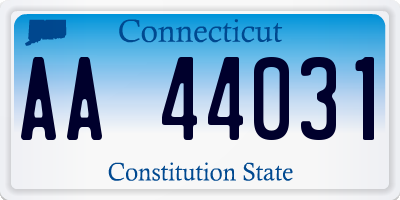 CT license plate AA44031