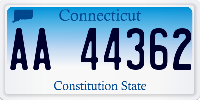 CT license plate AA44362