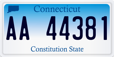 CT license plate AA44381