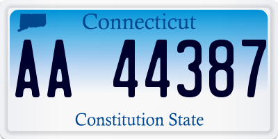 CT license plate AA44387