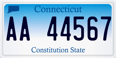 CT license plate AA44567