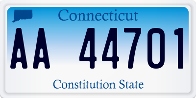 CT license plate AA44701